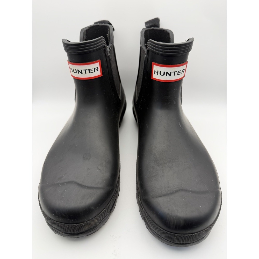 Hunter Original Chelsea Rain Boots Black Matte Waterproof Rubber Ankle Booties 6